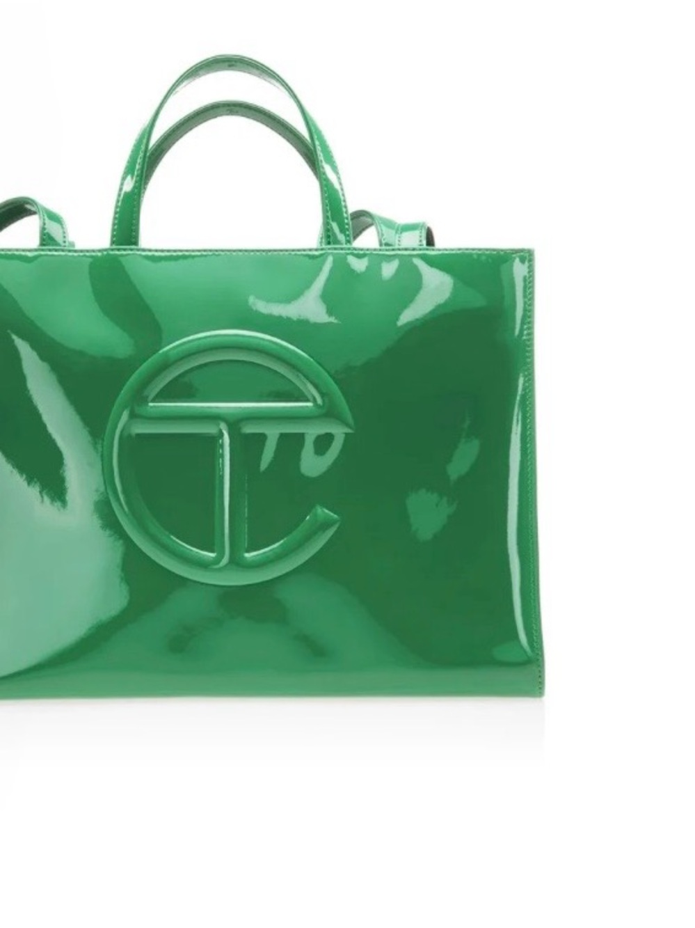 Telfar Green Medium Patent Tote Bag with Embossed Logo w/dust bag - Picture 2 of 10